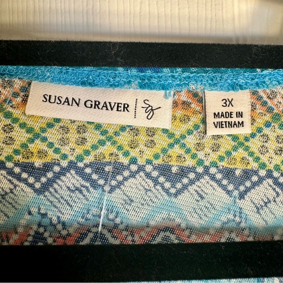 NWT. Susan Graver poncho style Top size 3X. Poncho. Green, blue, red - Picture 4 of 10